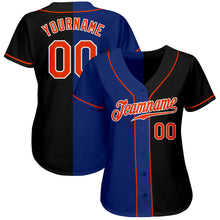 Load image into Gallery viewer, Custom Black Orange-Royal Authentic Split Fashion Baseball Jersey
