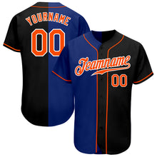 Load image into Gallery viewer, Custom Black Orange-Royal Authentic Split Fashion Baseball Jersey
