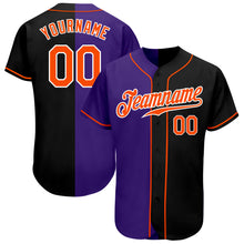 Load image into Gallery viewer, Custom Black Orange-Purple Authentic Split Fashion Baseball Jersey

