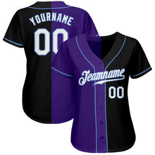 Загрузить изображение в средство просмотра галереи, Custom Black White-Purple Authentic Split Fashion Baseball Jersey
