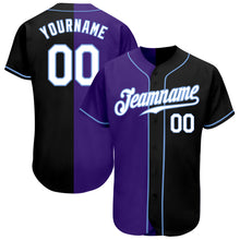 Загрузить изображение в средство просмотра галереи, Custom Black White-Purple Authentic Split Fashion Baseball Jersey

