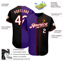 Laden Sie das Bild in den Galerie-Viewer, Custom Black White-Purple Authentic Split Fashion Baseball Jersey
