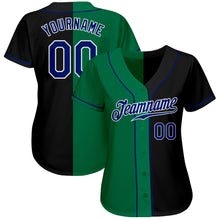 Load image into Gallery viewer, Custom Black Royal-Kelly Green Authentic Split Fashion Baseball Jersey
