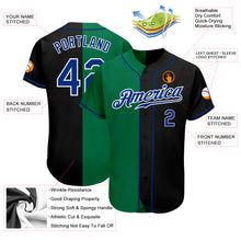 Load image into Gallery viewer, Custom Black Royal-Kelly Green Authentic Split Fashion Baseball Jersey
