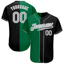 Load image into Gallery viewer, Custom Black Gray-Kelly Green Authentic Split Fashion Baseball Jersey
