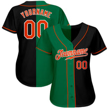Load image into Gallery viewer, Custom Black Orange-Kelly Green Authentic Split Fashion Baseball Jersey
