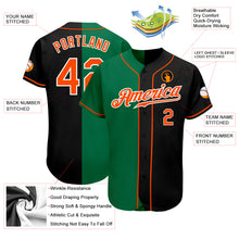 Load image into Gallery viewer, Custom Black Orange-Kelly Green Authentic Split Fashion Baseball Jersey
