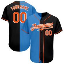 Load image into Gallery viewer, Custom Black Orange-Powder Blue Authentic Split Fashion Baseball Jersey
