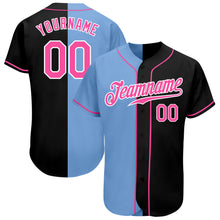 Load image into Gallery viewer, Custom Black Pink-Light Blue Authentic Split Fashion Baseball Jersey
