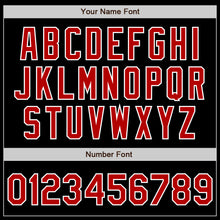 Load image into Gallery viewer, Custom Black Red-Light Blue Authentic Split Fashion Baseball Jersey

