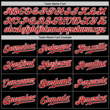 Load image into Gallery viewer, Custom Black Red-Light Blue Authentic Split Fashion Baseball Jersey
