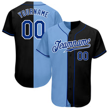 Load image into Gallery viewer, Custom Black Royal-Light Blue Authentic Split Fashion Baseball Jersey

