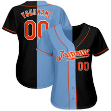 Laden Sie das Bild in den Galerie-Viewer, Custom Black Orange-Light Blue Authentic Split Fashion Baseball Jersey
