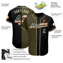 Загрузить изображение в средство просмотра галереи, Custom Black Vintage USA Flag-Olive Authentic Split Fashion Baseball Jersey
