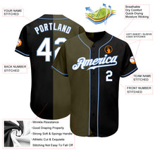 Laden Sie das Bild in den Galerie-Viewer, Custom Black White-Olive Authentic Split Fashion Baseball Jersey
