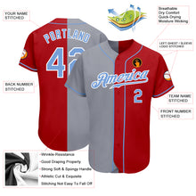 Load image into Gallery viewer, Custom Red Light Blue-Gray Authentic Split Fashion Baseball Jersey
