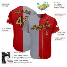 Laden Sie das Bild in den Galerie-Viewer, Custom Red Old Gold-Gray Authentic Split Fashion Baseball Jersey
