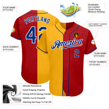 Load image into Gallery viewer, Custom Red Royal-Yellow Authentic Split Fashion Baseball Jersey
