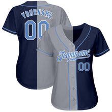 Load image into Gallery viewer, Custom Navy Light Blue-Gray Authentic Split Fashion Baseball Jersey
