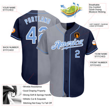 Laden Sie das Bild in den Galerie-Viewer, Custom Navy Light Blue-Gray Authentic Split Fashion Baseball Jersey
