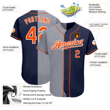 Load image into Gallery viewer, Custom Navy Orange-Gray Authentic Split Fashion Baseball Jersey

