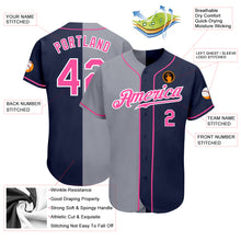 Laden Sie das Bild in den Galerie-Viewer, Custom Navy Pink-Gray Authentic Split Fashion Baseball Jersey
