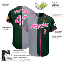 Load image into Gallery viewer, Custom Green Pink-Gray Authentic Split Fashion Baseball Jersey
