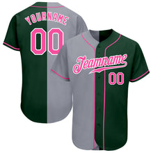 Laden Sie das Bild in den Galerie-Viewer, Custom Green Pink-Gray Authentic Split Fashion Baseball Jersey
