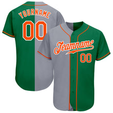 Load image into Gallery viewer, Custom Kelly Green Orange-Gray Authentic Split Fashion Baseball Jersey
