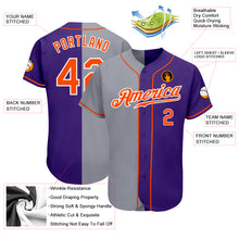 Load image into Gallery viewer, Custom Purple Orange-Gray Authentic Split Fashion Baseball Jersey
