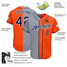 Laden Sie das Bild in den Galerie-Viewer, Custom Orange Navy-Gray Authentic Split Fashion Baseball Jersey
