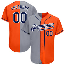 Load image into Gallery viewer, Custom Orange Navy-Gray Authentic Split Fashion Baseball Jersey
