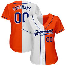 Загрузить изображение в средство просмотра галереи, Custom Orange Royal-White Authentic Split Fashion Baseball Jersey
