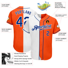 Загрузить изображение в средство просмотра галереи, Custom Orange Royal-White Authentic Split Fashion Baseball Jersey
