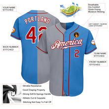 Load image into Gallery viewer, Custom Powder Blue Red-Gray Authentic Split Fashion Baseball Jersey
