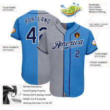 Load image into Gallery viewer, Custom Powder Blue Navy-Gray Authentic Split Fashion Baseball Jersey
