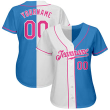 Load image into Gallery viewer, Custom Powder Blue Pink-White Authentic Split Fashion Baseball Jersey
