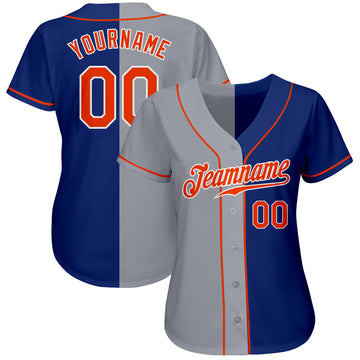 Custom Royal Orange-Gray Authentic Split Fashion Baseball Jersey