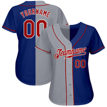 Load image into Gallery viewer, Custom Royal Red-Gray Authentic Split Fashion Baseball Jersey
