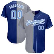 Load image into Gallery viewer, Custom Royal Light Blue-Gray Authentic Split Fashion Baseball Jersey
