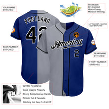 Load image into Gallery viewer, Custom Royal Black-Gray Authentic Split Fashion Baseball Jersey
