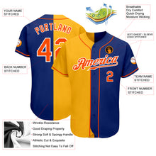 Laden Sie das Bild in den Galerie-Viewer, Custom Royal Orange-Yellow Authentic Split Fashion Baseball Jersey

