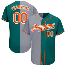 Load image into Gallery viewer, Custom Teal Orange-Gray Authentic Split Fashion Baseball Jersey
