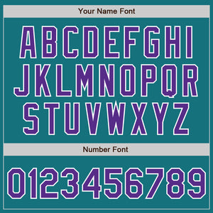 Custom Teal Purple-Gray Authentic Split Fashion Baseball Jersey