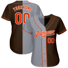 Load image into Gallery viewer, Custom Brown Orange-Gray Authentic Split Fashion Baseball Jersey

