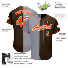 Laden Sie das Bild in den Galerie-Viewer, Custom Brown Orange-Gray Authentic Split Fashion Baseball Jersey
