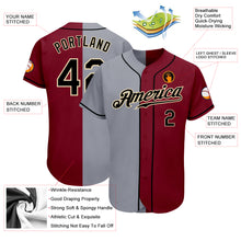 Load image into Gallery viewer, Custom Crimson Black-Gray Authentic Split Fashion Baseball Jersey
