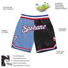 Load image into Gallery viewer, Custom Light Blue White-Black Authentic Throwback Split Fashion Basketball Shorts
