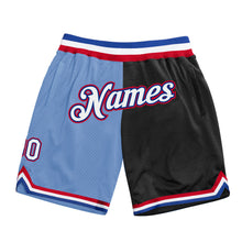 Load image into Gallery viewer, Custom Light Blue White-Black Authentic Throwback Split Fashion Basketball Shorts
