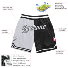 Load image into Gallery viewer, Custom Black White Authentic Throwback Split Fashion Basketball Shorts
